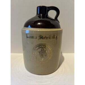 Vintage Winona State University, Winona,Mn EST.1858 Brown Whiskey Syrup Jug 7”‎